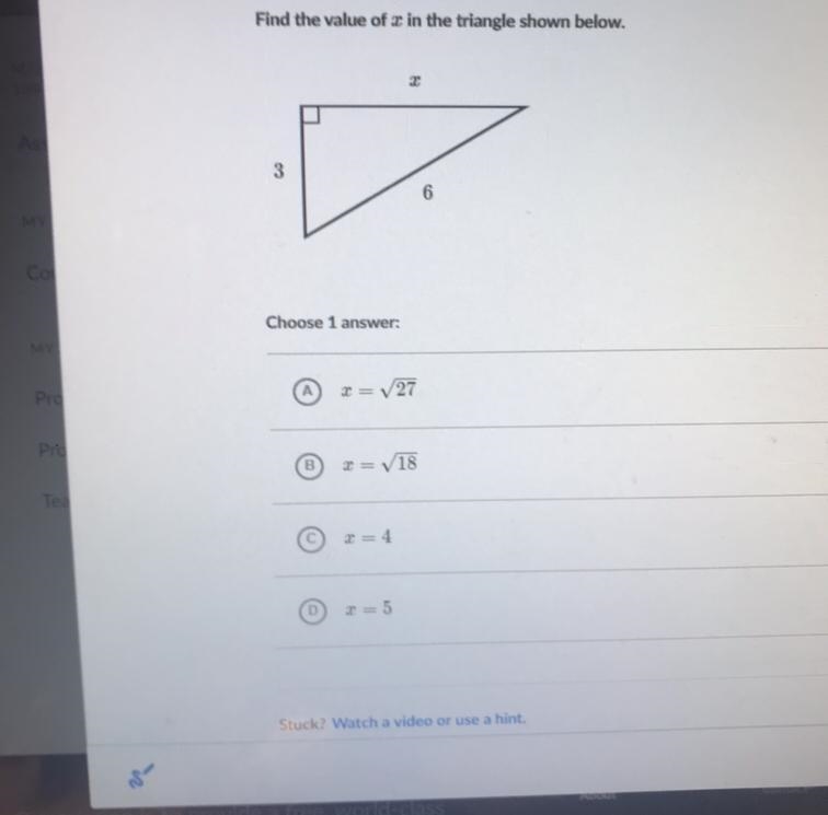 Find the value of x in the triangle shown below-example-1