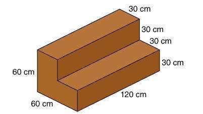 Linda is building steps for her porch. What is the volume of the steps? 144,000 cm-example-1