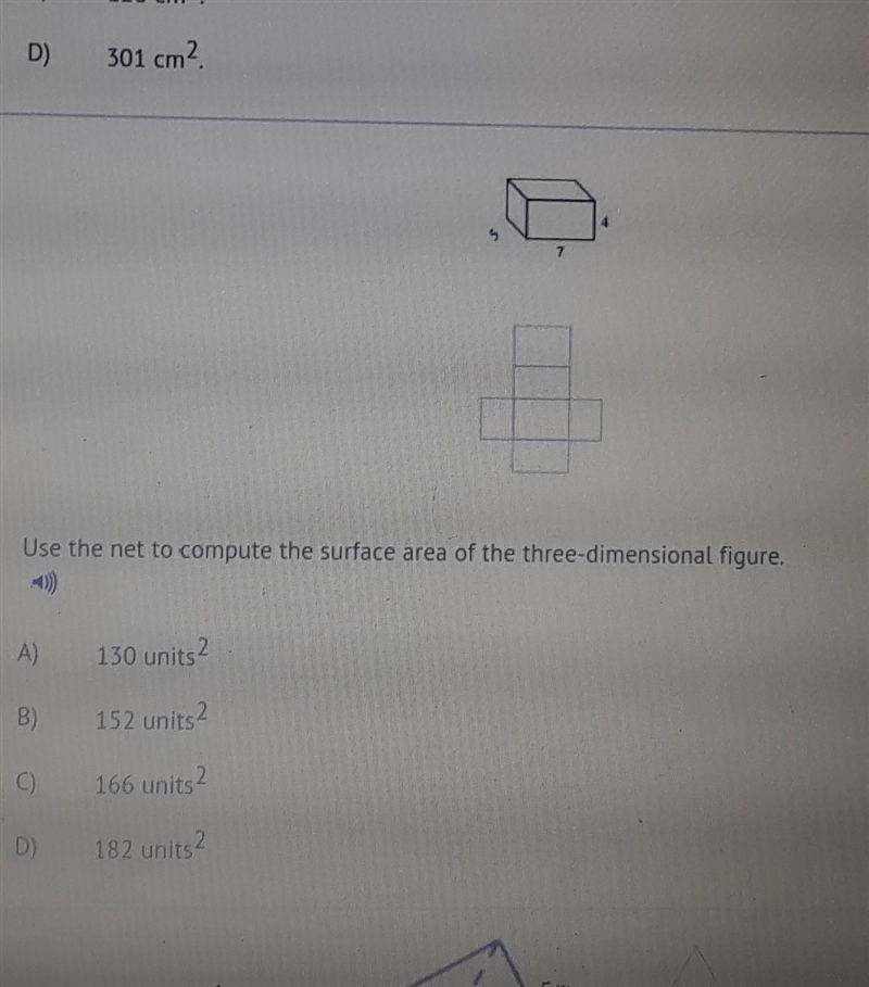 Use the net to compute the surface area of three dimensional figure.​-example-1