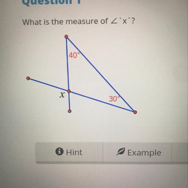 Question 1 What is the measure of x?-example-1