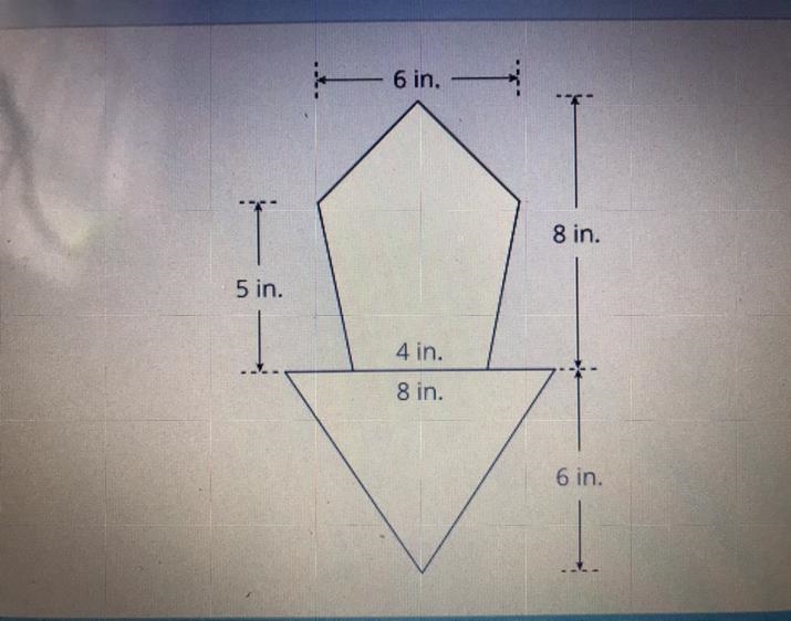 What is the area of the figure below? A.63in B.61in C.58in D.53in PLEASE HELP-example-1