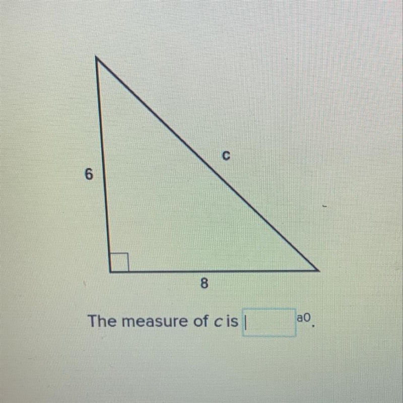 The measure of c is?? Using the pythagoreom therom-example-1