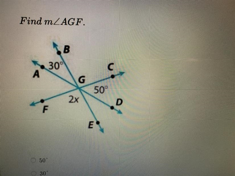 A) 50 degrees b) 30 degrees c) 100 degrees d) 90 degrees-example-1