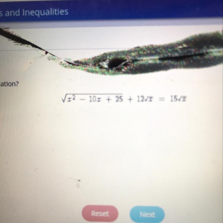 Wich values of x satisfy this equation? Square root x^2 -10x+25+12square root x=15x-example-1