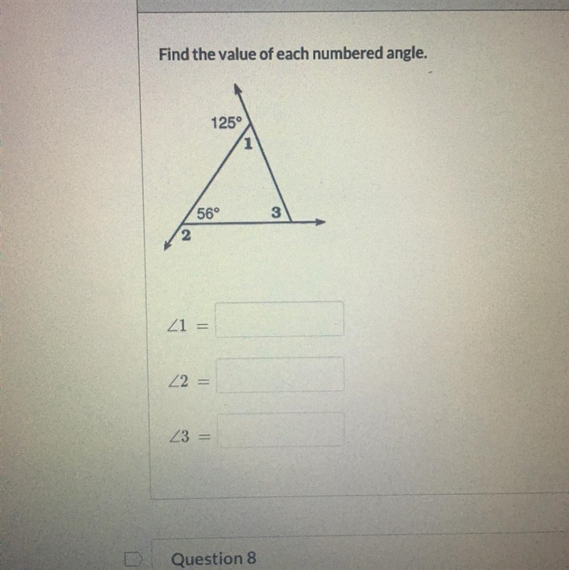 Find the value of each numbered angle.-example-1