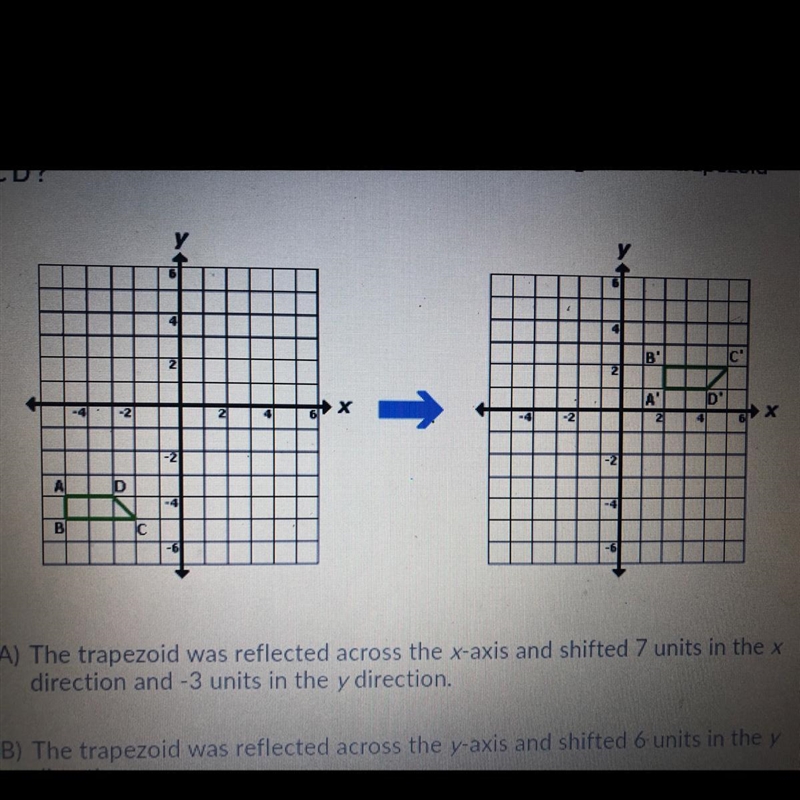 Which of the following shows why trapezoid ABCD is congruent to trapezoid A'B'C'D-example-1