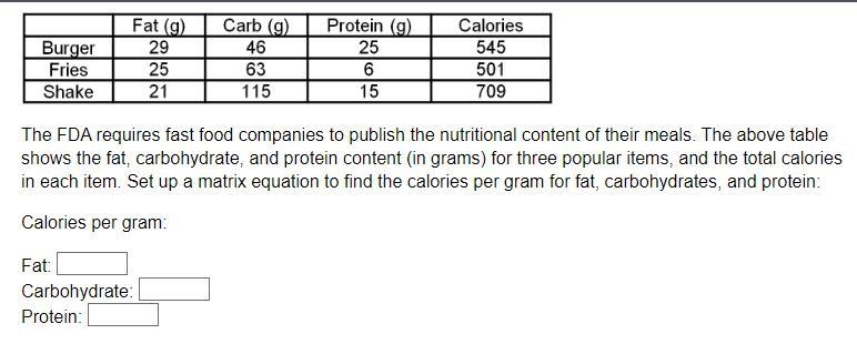 The FDA requires fast food companies to publish the nutritional content of their meals-example-1