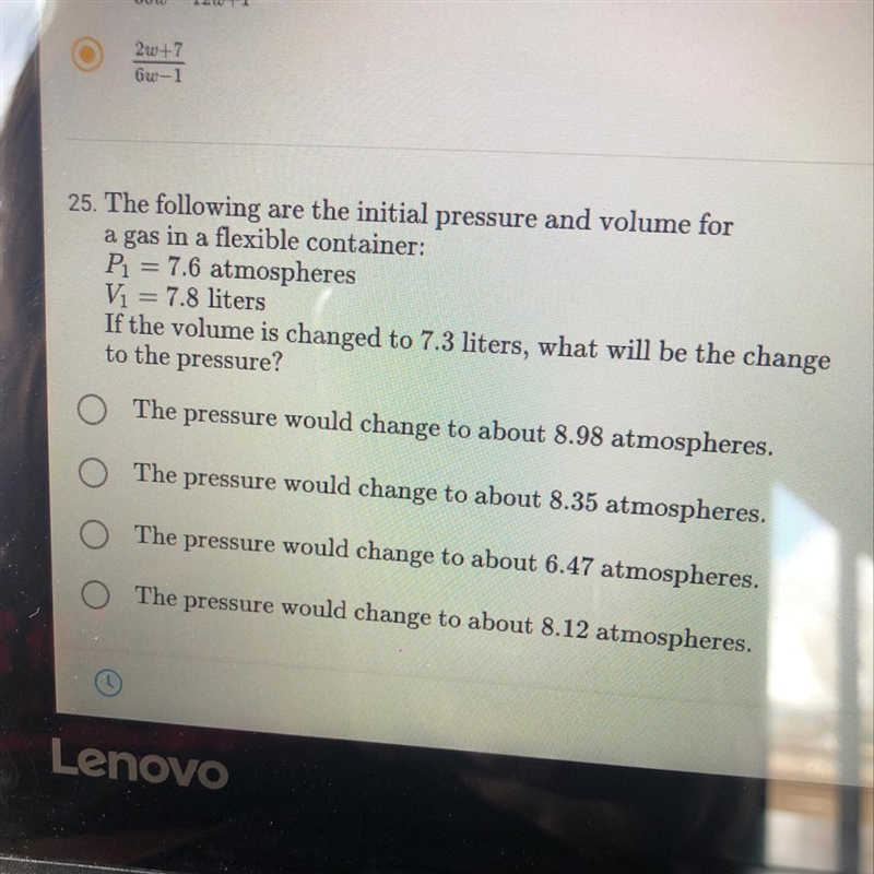 The following are the initial pressure and volume for a gas in a flexible container-example-1