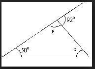 What is the measure of angle x? 88º 130º 42º 142º-example-1