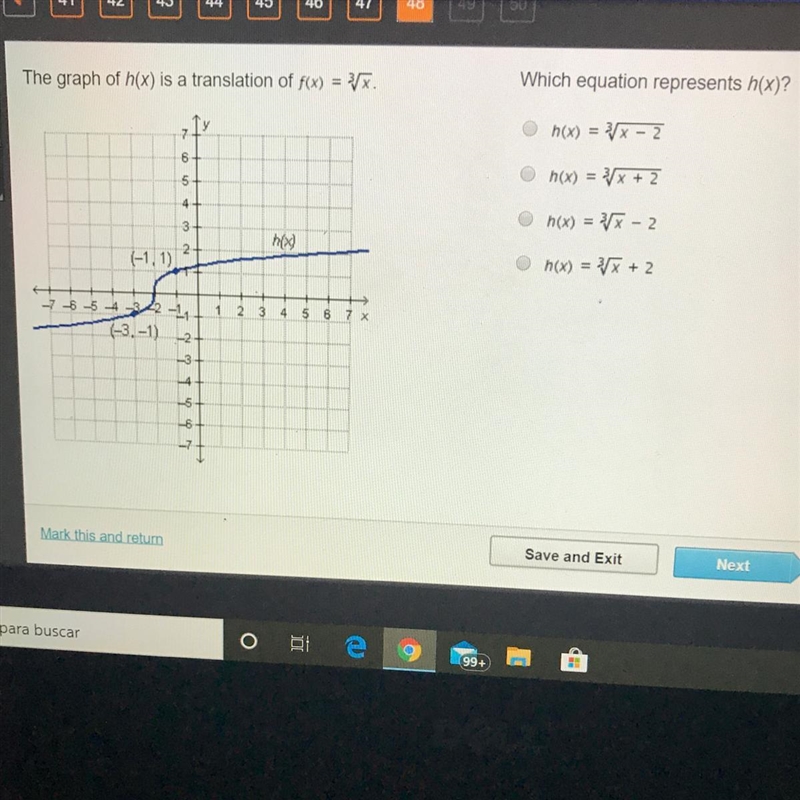 Which equation represents h(x)? h(x) = 3x - 2 h(x) = 3x + 2 h(x) = 3x - 2 h(x) = 3x-example-1