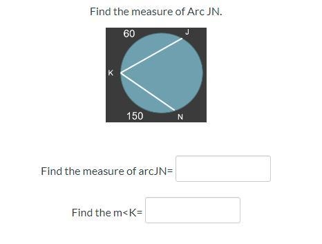 Find the measure of Arc JN Find the measure of arcJN= Find the m-example-1