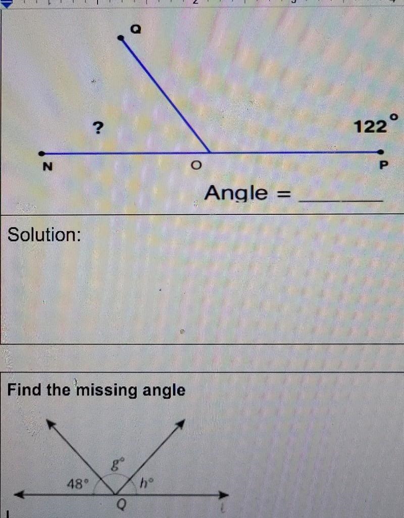 Find the missing angle solution: 1. 2.​-example-1