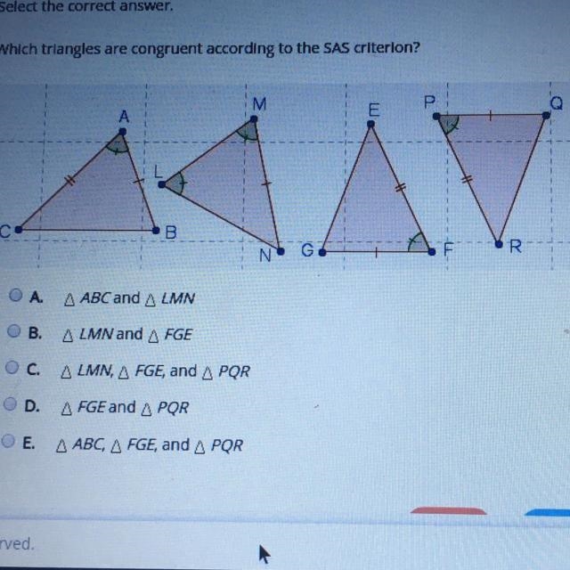 Which triangles are congruent according to the SAS criterion ?-example-1