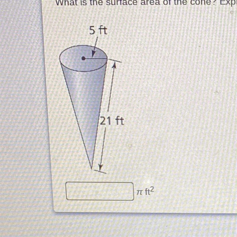 What is the surface area of the cone? Express your answer in terms of pi.-example-1