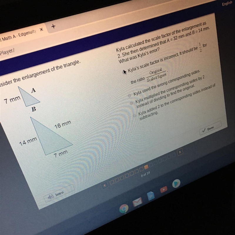 Kyla calculated the scale factor of the enlargement ?-example-1