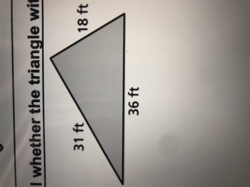 Tell whether the triangle with the given side lengths is a right triangle-example-1