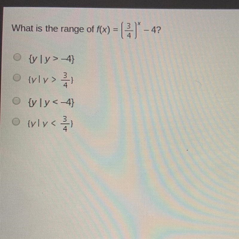 What is the range of f(x)=(3/4)x-4-example-1