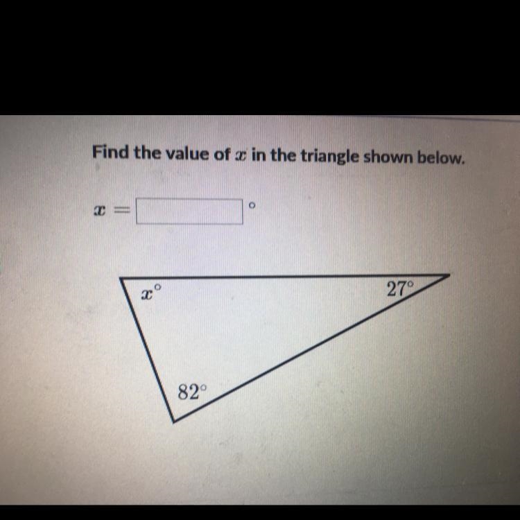 Find the value of x in the triangle.-example-1