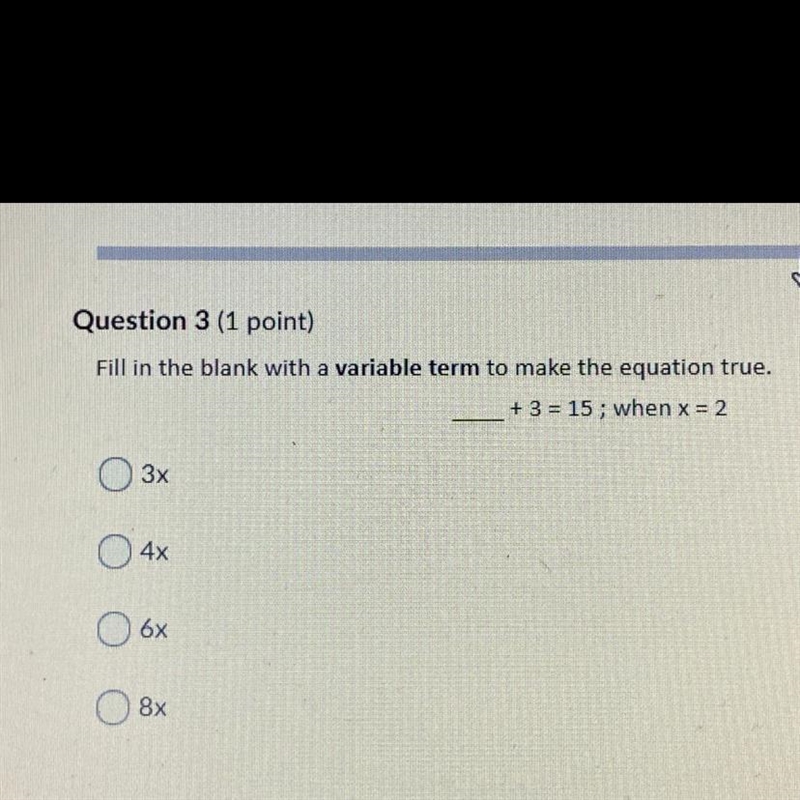 Please help me Fill in the blank with a variable term to make the equation true-example-1