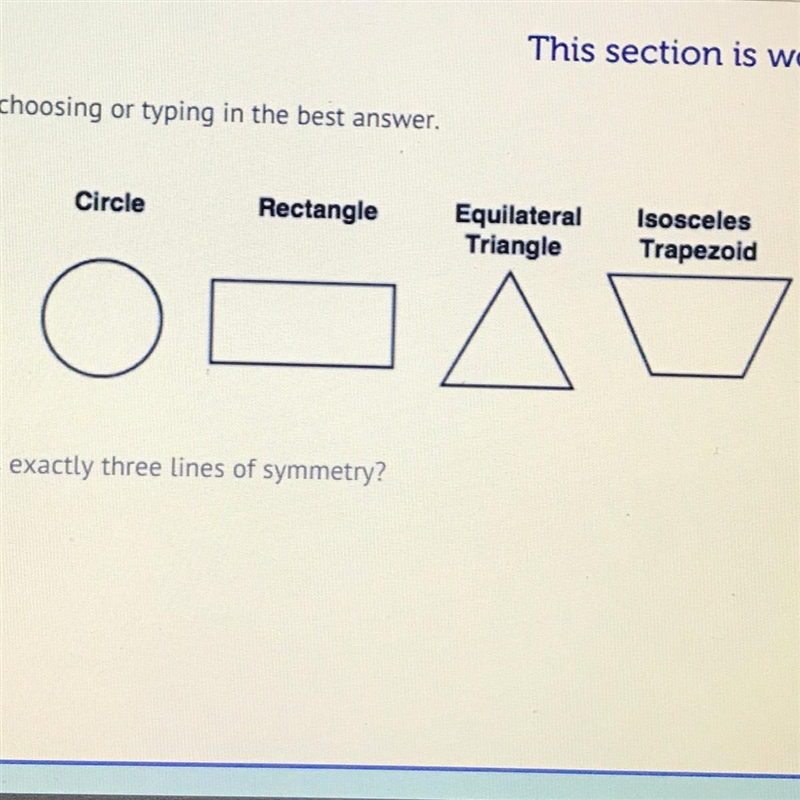 URGENT!!!! Which shape shown has exactly three lines of symmetry? a) circle b) rectangle-example-1