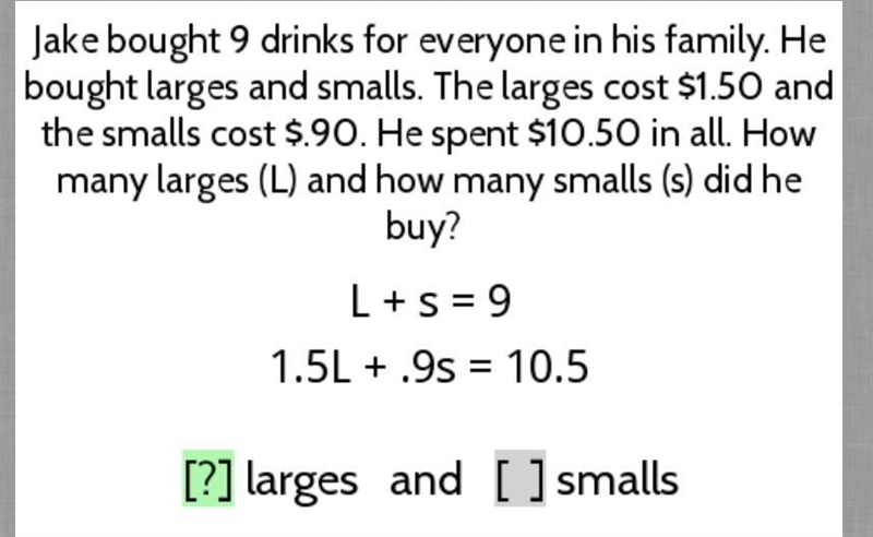 Need answers to both large and small cups plez-example-1