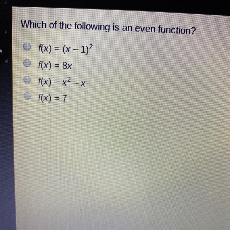 Which of the following is an even function-example-1