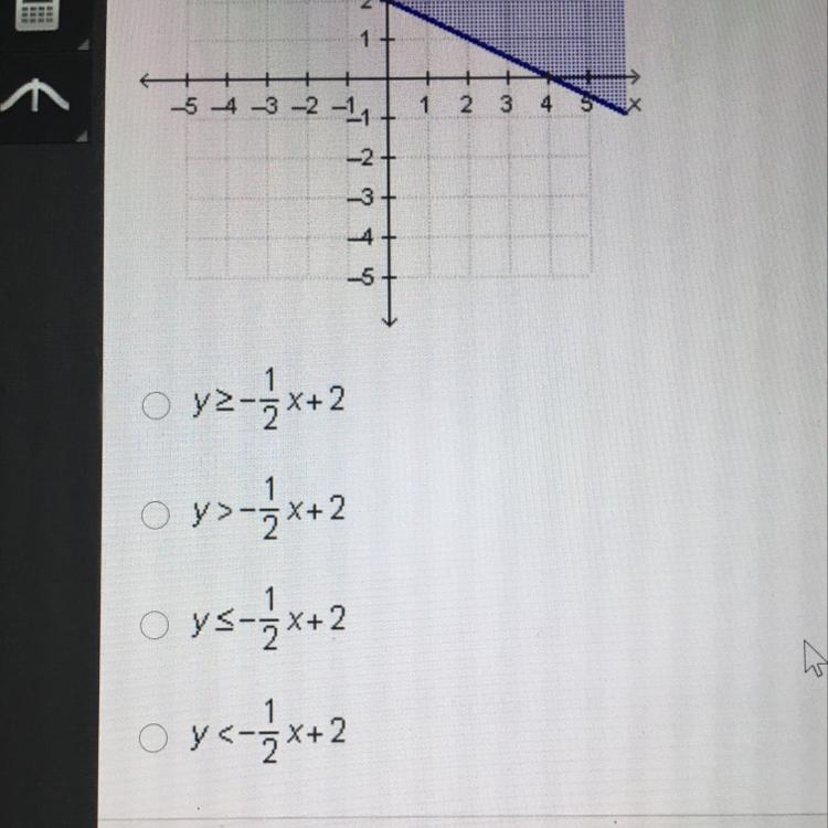 Y Uh 4 3 1 2 3 4 5 4 3 2 11 -27 37 -4 -5 O y2-3x+2 O y>-3x+2 oys - 1/2x + 2-example-1