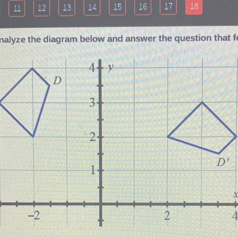 What is the angle of rotation from figure D to figure D’ ? Assume that the center-example-1