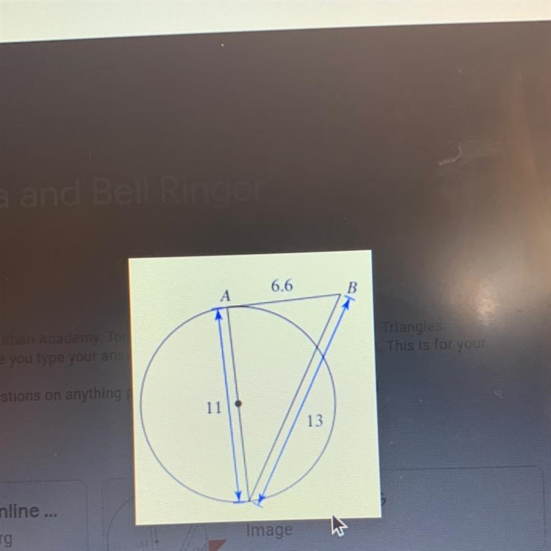 Is line AB tangent to circle below-example-1