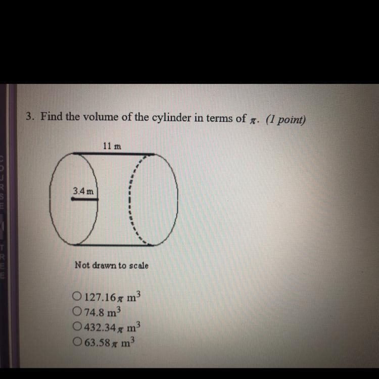 Find the volume of the cylinder in terms of x? 1- 127.16x m3 2- 74.8 m3 3- 432.34x-example-1