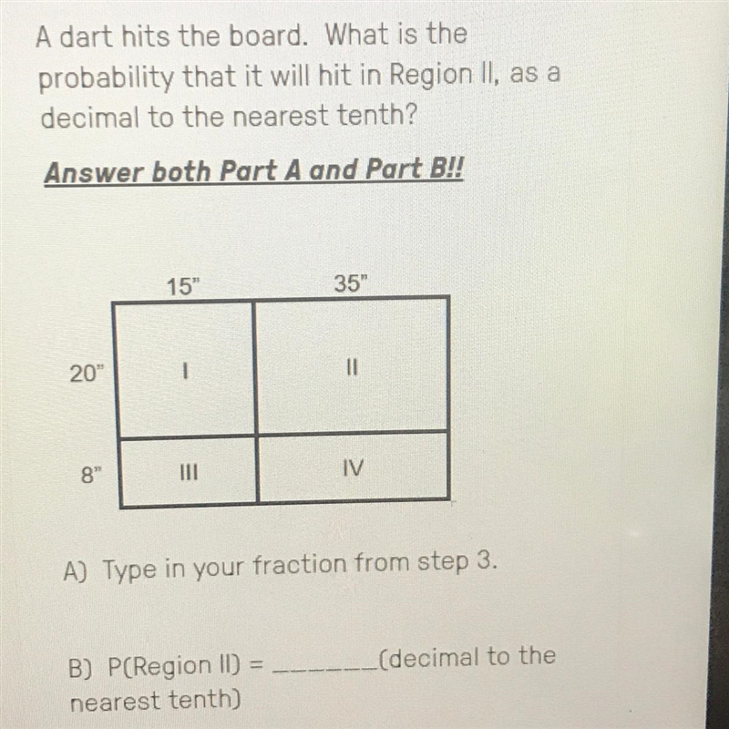 A dart hits the board. What is the probability that it will hit in Region II, as a-example-1