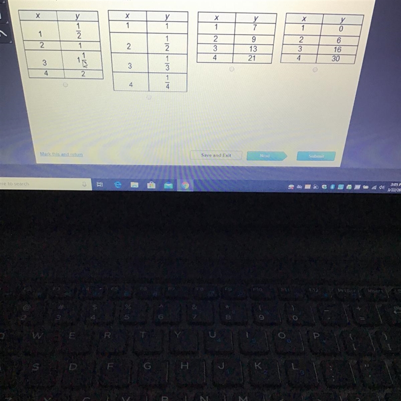 Which table represents a linear function?-example-1