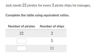 Jack needs 22 pirates for every 2 pirate ships he manages.-example-1