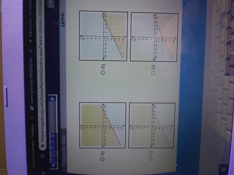 Which graph shows the solution to x - 2y >_ 9?-example-1