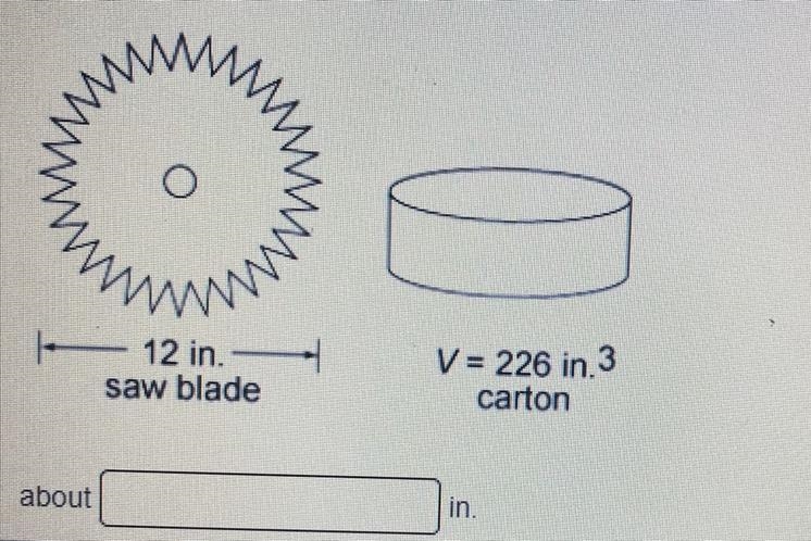 A stack of 16 saw blades fits snugly in the carton shown. What is the thickness of-example-1