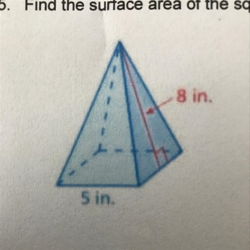 YOU WILL GET 20 POINTSSS ANSWER FAST Find the surface area of the square pyramid.-example-1