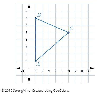 Examine the diagram and information to answer the question. △ABC has vertices A(1,1), B-example-1