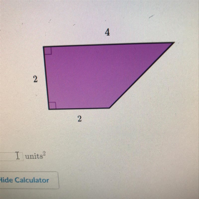 Find the area of the shape shown below-example-1