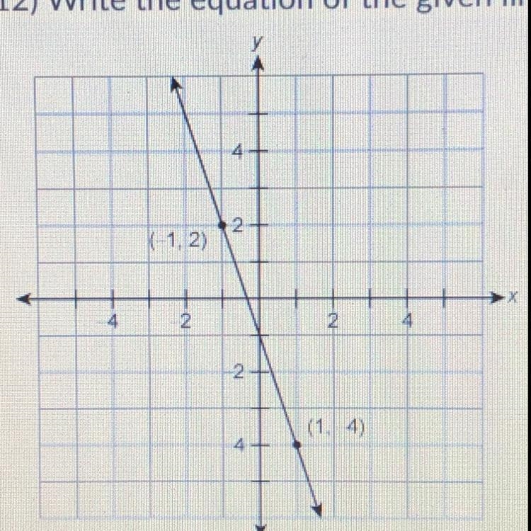 PICTURE SHOWN Wrote the equation of the given line in slope-intercept form: Please-example-1