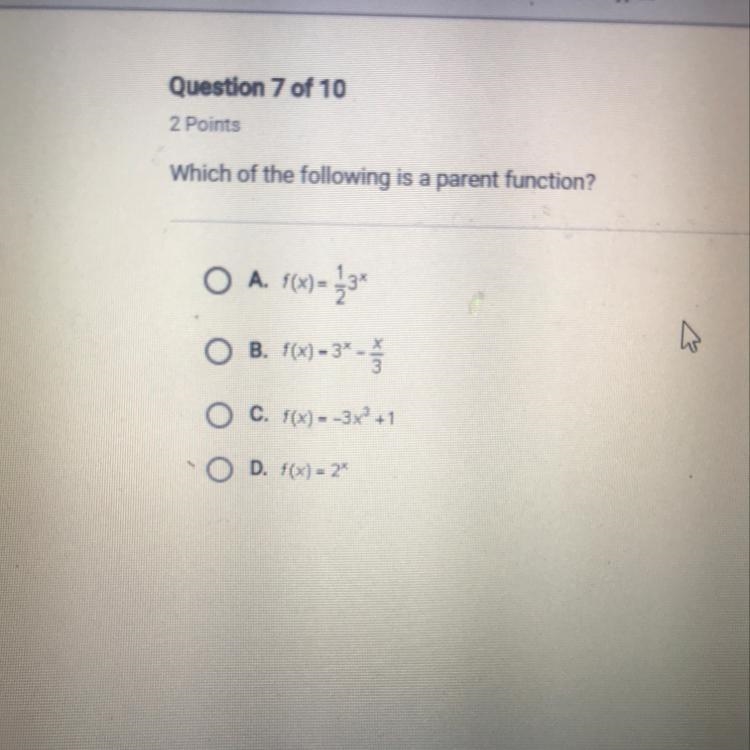 Which of the following is a parent function?-example-1