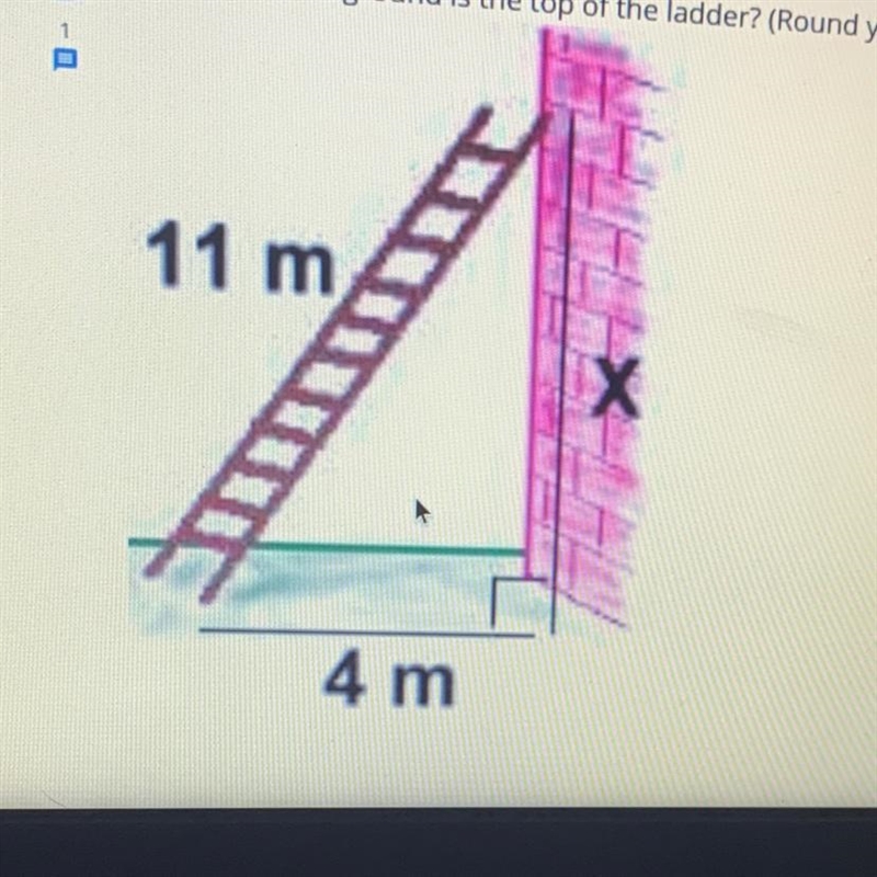 How far off the ground is the top of the ladder? (Round your answer to the nearest-example-1