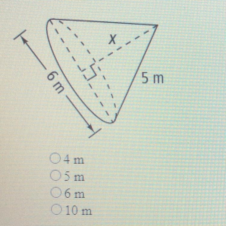 What is the value of x, if the volume of the cone is 12 pi m^3? 4 m 5 m 6 m 10 m-example-1