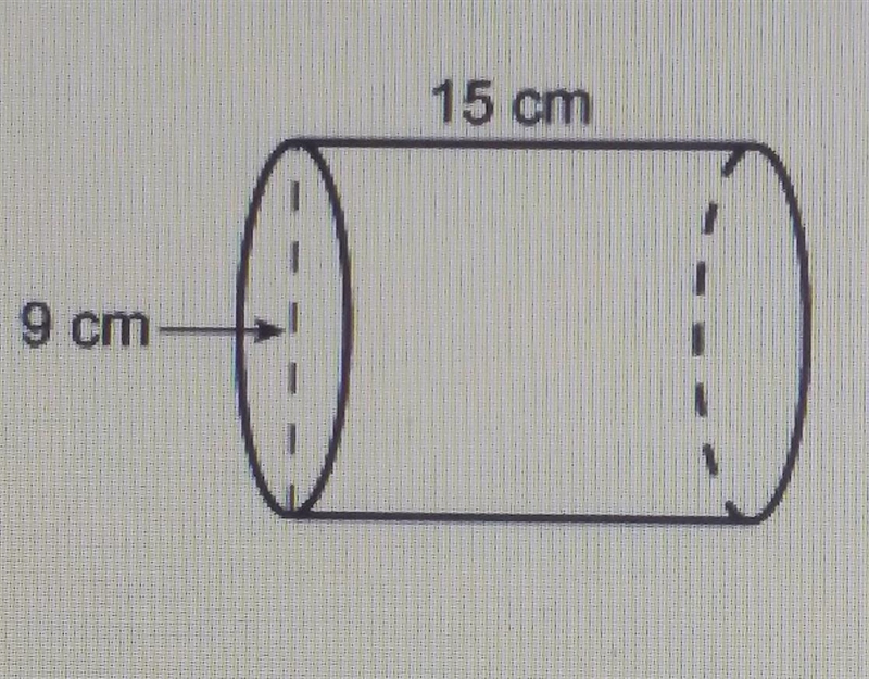 Find the volume of the cylinder A. 135π cm^3 B. 1215π cm^3 C. 303.75 cm^3 D. 67.5π cm-example-1