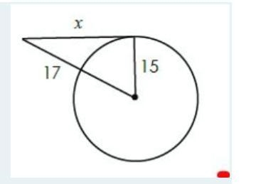 Assume the segment that appears to be tangent is tangent. Find the value of x. (Round-example-1