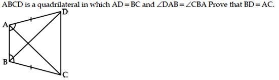 ABCD is a quadilateral in which AD=BC and angle DAB=angle CBA prove that BD=AC-example-1