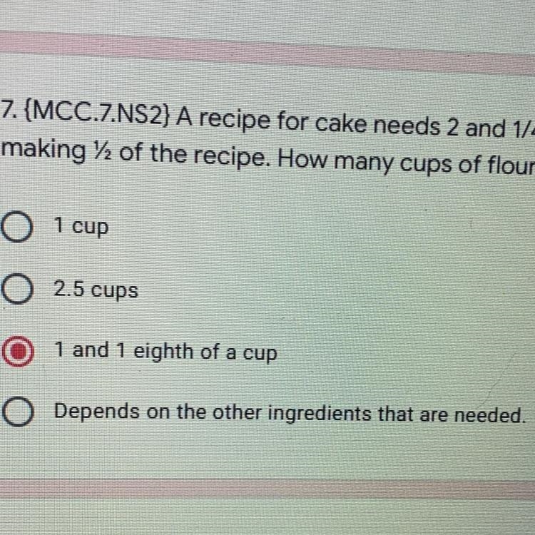 A recipe for cake needs 2 and 1/4 cups of cake mix. You are making / of the recipe-example-1