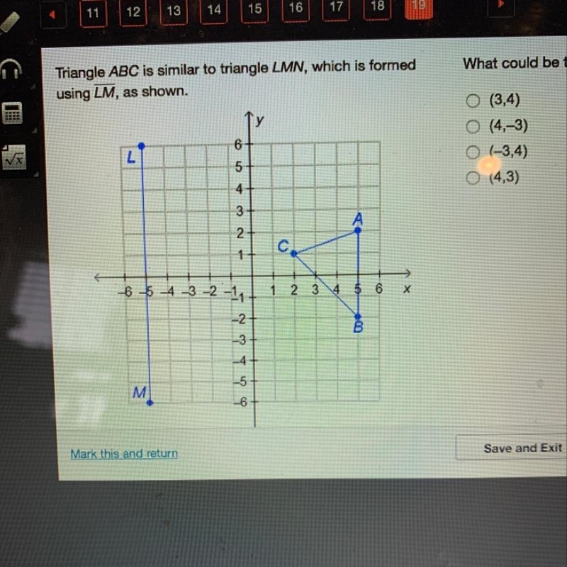 REALLY IMPORTANT triangle ABC is similar to LMN, which is formed using LM, as shown-example-1