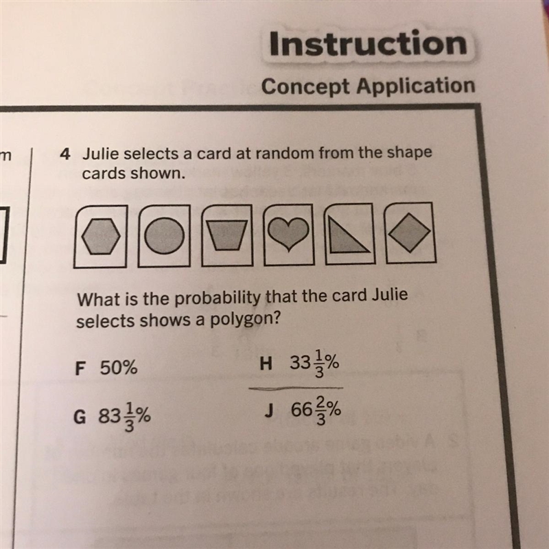 4 Julie selects a card at random from the shape cards shown. What is the probability-example-1