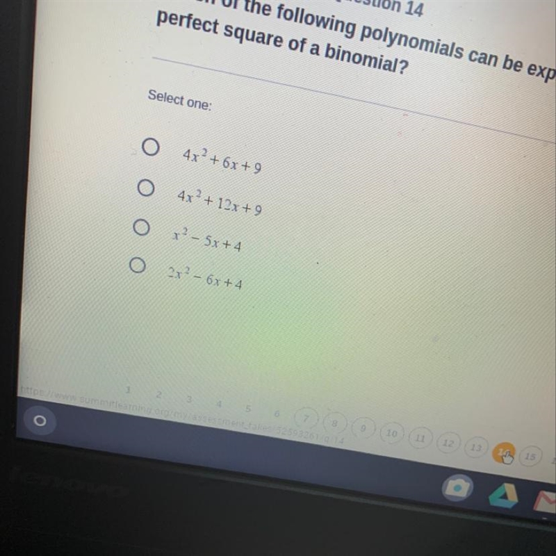 Which of the following polynomials can be expressed as a perfect square of a binomial-example-1