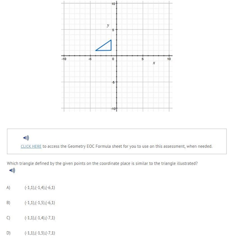 Which triangle defined by the given points on the coordinate plane is similar to the-example-1